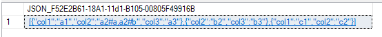 Result from FOR JSON function in SQL2016