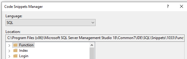 Location of Folder in Code Snippet Manager