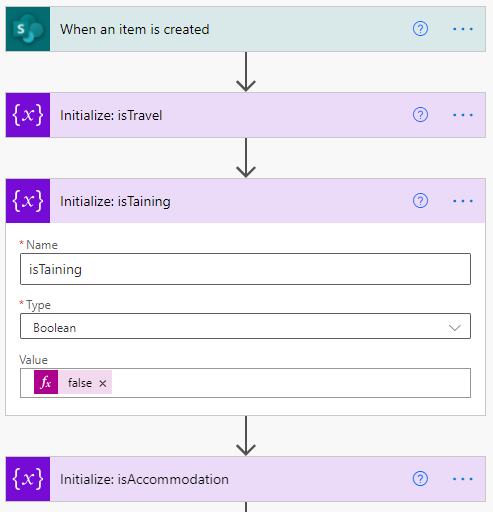 Initializing variables at the start of a automation process