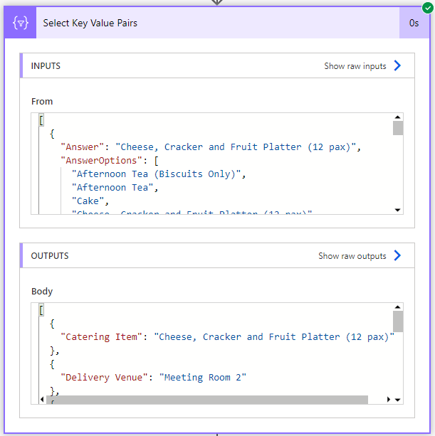 Key Value array from JSON array